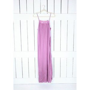 Vintage purple sheer stretch nylon long lace Ralph Montenero lingerie gown